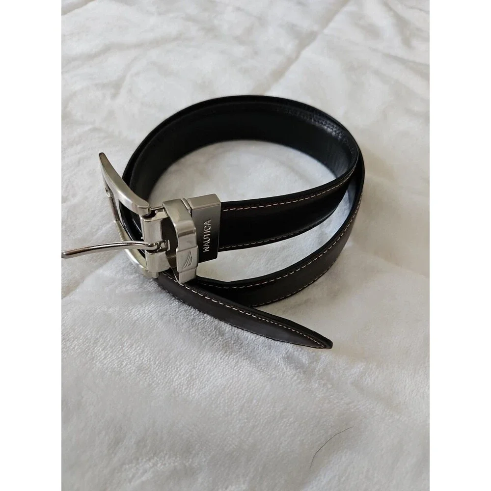 Nautica Leather Reversible Dress Belt Brown/Black Mens Sz 30